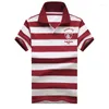 Herrpolos 92% bomull Camisa Men Polo Shirt Design Casual Striped Slim Short Hidees Asian Size M-4XL