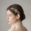 Headpieces MYFEIVO Golden Bridal Headband Pearl Floral Tiara Elegant Wedding Dress Accessories 42x6cm HQ1447