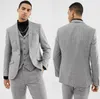 Herenpakken Men#39; s lichtgrijze bruiloft Tuxedos Herringband 3 -delige wol vintage formeel op maat gemaakte fit jongenspak (jasvestbroek)