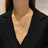 Цепочки из нержавеющей стали винтажные удачи Charms Chain Choker Cround подвесное ожерелье для женщин мода