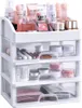 Storage Boxes PEIDUO Makeup Organizer With 2/3 Drawers Vanity Countertop For Cosmetics Brushes Nail Lipstick And Jewelry (White)