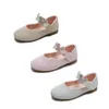 Flat Shoes High Quality Children Leather Bowtie Rhinestone Girl Sandals 2023 Fashion Breathable Princess Luxury Dance