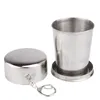 Tazze 1 pz Tazza da viaggio pieghevole in acciaio inossidabile Tazza da viaggio pieghevole da campeggio 60/150/250 ml Portatile