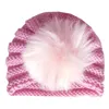 Beanies Beanie/Skull Caps Baby Turban Hedging Hat Ears Knotted Autumn Winter Soft Fur Ball Knitted Pom Kids Warm Beanie Cap