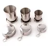 Mugs 1Pcs Stainless Steel Collapsible Travel Cup Camping Folding Traveling Cup60/150/250ml Portable