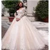 Country Garden Champagne A Line Wedding Dress Up Back V Neck Lace Appliques Gowns Plus Size Vestios De Novia Bridal Gown 403