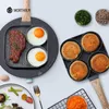 PANS WITHS VILLAGE FRYSE MULTIFONCTIONNEL avec une casserole à quatre trous antiadhésive pour le petit-déjeuner Omelette steak Egg Cake Cook 230204