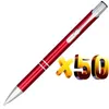 Bollpoint pennor Lot 50st Oblique Top Dual Ring Metal Ball Pen Color Anodised Anpassa logotyp Display PRESIVAL PERSONALISERAD GIVEAWAYBA