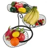 Assiettes à 3 niveaux support de corbeille à fruits bol en fer décoratif porte-fil métallique plateaux de rangement comptoir