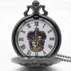 Pocket Watches Antique steampunk czarny film kwarcowy obserwuj łańcuch naszyjnika