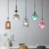 Lampy wiszące nowoczesne kreatywne lampki do powieszenia jadalnia barka sypialnia lampa LAMPA LAMPA KOLOR Candy szkło e27 oświetlenie