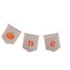 Party Decoration ONE Flag Banner First Birthday Burlap High Pumpkin Pennant Baby Shower Boy Decorations