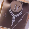 Necklace Earrings Set 4pcs Per 2023 Luxury Round Bridal For Women Anniversary Gift Jewelry Wholesale J7132