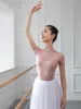 Scen slitage rygglös spetsballet leotards för flickor danskläder ballerina klänning kvinnors vita korta ärm gymnastik vuxen dans caustome