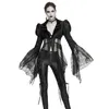 Damenjacken Devil Fashion Damen Gothic Langarmjacke Sexy Flare-Ärmel V-Ausschnitt Slim Fit Transparentes Bühnenkostüm