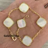 Fashion Classic 4/Four Leaf Clover Charm Bracelets Bangle Chain 18K Gold Agate Shell Mother-of-Pearl for Women&Girl designer bracelet Jewelry Women gifts 21cm