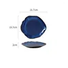 Plates Japanese Style Ceramic Blue Tableware Retro Dinner Dish Pottery Dinnerware El Restaurant Steak Plate