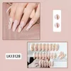 False Nails 24 Pcs/Box Detachable Marble Line Long Coffin Wearable Ballerina Fake Full Cover Nail Tips Press On