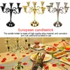 Figurine decorative Candeliere a 3/5 braccia Portacandele in metallo placcato argento / oro Stand Candelabro a colonna in lega di zinco per la decorazione di nozze