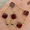 Fashion Classic 4 Four Leaf Clover Charm Bracelets Bangle Chain 18K Gold Agate Shell Mother-of-Pearl for Women&Girl Wedding Mother291b