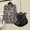 Women's Blouses DUOFAN Lady Shirts Long-sleeved Sunscreen Clothing Women Leopard Printed Retro Chiffon Shirt Tops 2023 Versatile Coats