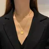 Цепочки из нержавеющей стали винтажные удачи Charms Chain Choker Cround подвесное ожерелье для женщин мода