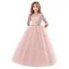 Girl Dresses Girl's Year Princess Långt efter Fashion Lace Elegant Kids Girl Spring Sleeparty Baby Clothes