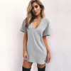 Party Dresses Women Tshirt Mini Dress Choker V-neck Summer Long Short Sleeve Casual Sexy Halter Boho Beach Vestidos Autumn