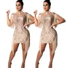 Roupas femininas moda sexy lantejoulas vestido boate frisado