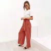 Women's Pants & Capris Lastic High Waist Women Summer2023 Wide Leg Office Lace Up Ladies Trousers Woman Fashion 2023 Pantalones Mujer