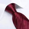 Bow Ties Luxury Red Striped Solid Design Silk for Men 8cm Brand Neck Tie Set näsduk Manschettknappar Bröllopstillbehör gåva