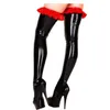 Femmes Chaussettes Sexy Faux Cuir HighThigh Rouge Bas À Volants Collants Métalliques Brillants Collants Chaussettes Pour La Fête Club Wear Lingerie