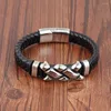 Charm Bracelets Flame Men Bracelet Leather Bangles Magnetic-clasp Cowhide Braided Multi Layer Wrap Trendy Armband Pulsera Hombre