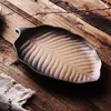 Plates Japanese Irregular Leaf Shape Ceramic Retro Sushi Plate Flat Barbecue Dish Home Dessert Snack Tray Kitchen Tableware