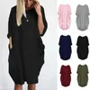 Womens Casual Dresses Loose Pockets Long Sleeve Plus Size Full Figured Girls