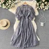 Court Elegant Retro Lace Dress For Women Graceful Stand Collar Waist Tight