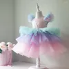 Meisje jurken schattige kleine jurk gezwollen bloem 2023 baby verjaardagsfeestje korte prinses eerste communie