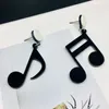 Boucles d'oreilles pendantes, lustre Notes de musique, acrylique noir asymétrique, accessoire de fête pour femmes et filles, Bijoux cadeau 2023