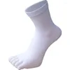 Meias Sports Socks Toe Men and Women Cinco dedos de algodão respirável correndo de cor sólida preto branco cinza azul cafe