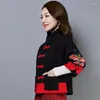 Women's Jackets 2023 Plus-size Seven-quarter Sleeves Chinese Style Butterfly Embroidered Cropped Top Versatile Women's Cotton Linen