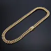 Chains Hip Hop Men ICED OUT Shiny Rhinestone Necklace MIAMI CUBAN CHAIN Bling Lock Clasp Luxury Male Cool Necklaces1