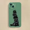 Estojo de telefone de gato de desenhos animados de silicone da moda adequado para iphone14 13 12 pro max Capa de telefone protegida com tudo incluído