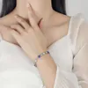925 실버 패션 우아한 체인 팔찌 새로운 반짝이는 블루 크리스탈 러브 하트 팔찌 여성 발렌타인 데이 보석 도매 -WH246
