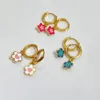 Boucles d'oreilles cerceau fleur colorée résine acrylique breloques boucle d'oreille pour femmes or cercle boucle d'oreille mignon cadeau bijoux