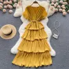 French Minority Casual Dresses Design Sense Elegant Graceful V Neck Cake Dress