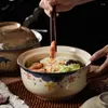 Tigelas 8 em japonês tigela de ramen instantânea japonesa com tampa de cerâmica de grande capacidade para salada de macarrão sopa de cozinha doméstica de mesa de mesa