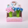 Roses en plastique Gel de silice stylo Simulation créative sept Rose encre à séchage rapide prix Kawaii fournitures scolaires papeterie