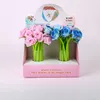 Plast Roses Silica Gel Pen Creative Simulation Seven Rose snabbtorkande bläckpriser Kawaii School Supplies Stationery