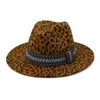 Wide Brim Hats Leopord Fall Winter Fedora Hat Women Men Elegant Party With Belt Unisex Cotton L XL