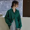 Kadınlar bluzlar duofan katı gömlekler hong kong tarzı retro şık uzun kollu gömlek 2023 bahar yaz koyu yeşil üst hırka kadınlar fransız